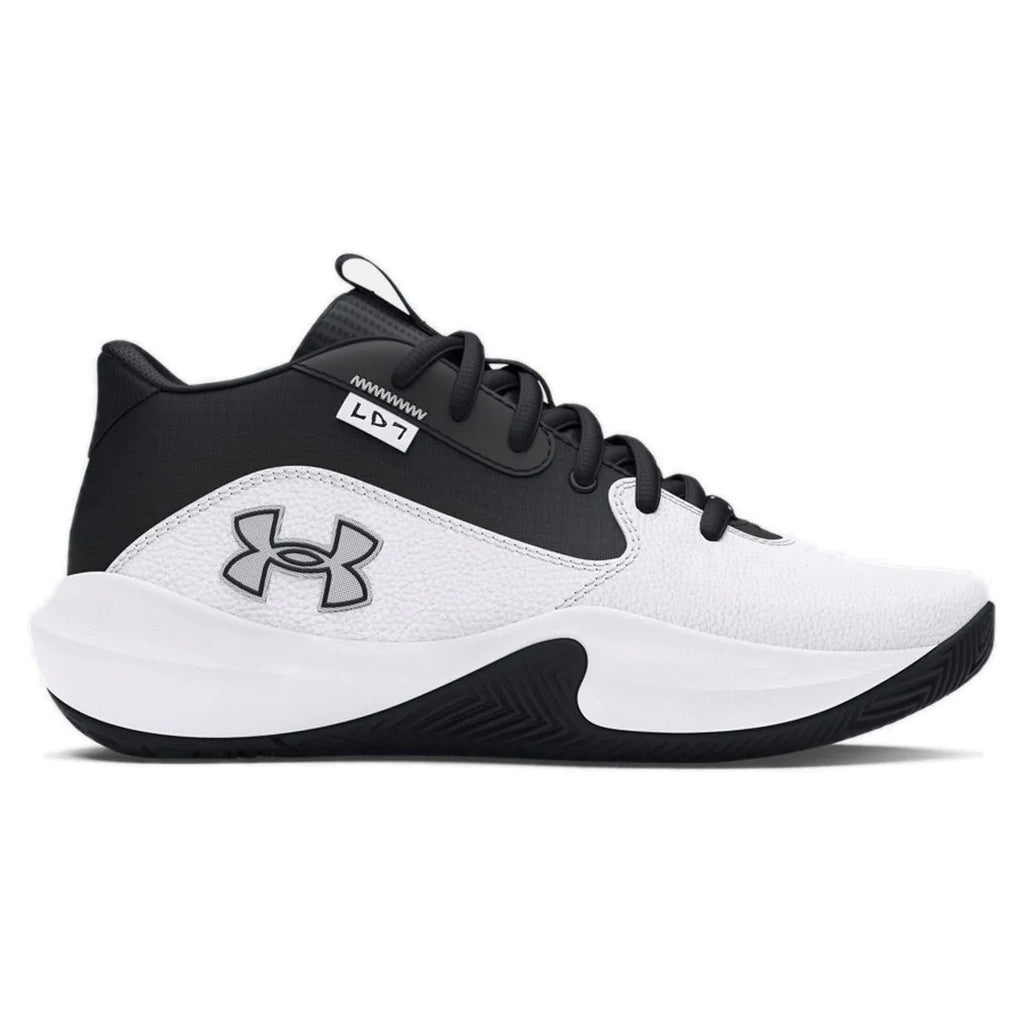 Big Kids' Under Armour Lockdown 7 Basketball Shoes "White Black"