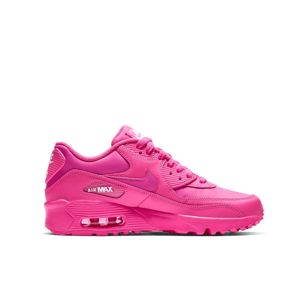 Girls' Nike Air Max 90 Leather "Laser Fuchsia"