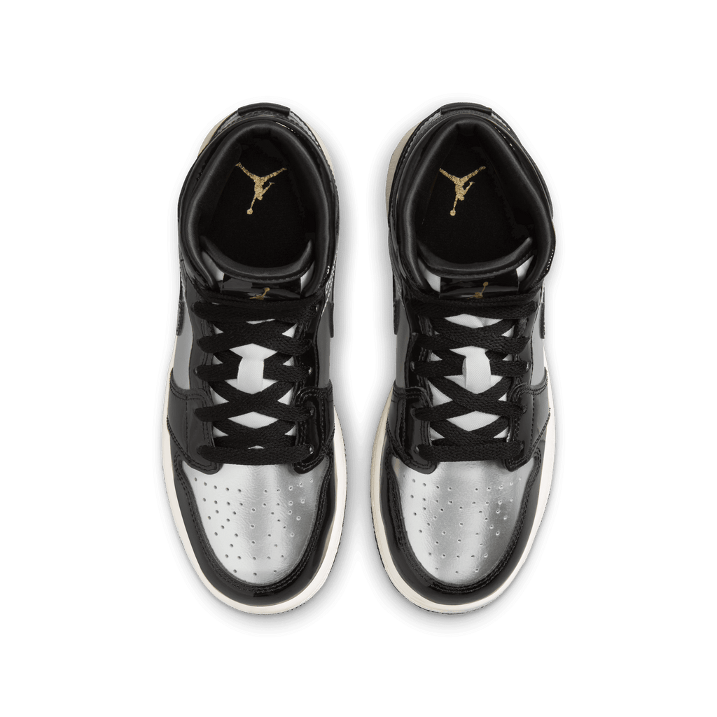 Big Kids' Air Jordan 1 Mid SE "Black Metallic Silver"