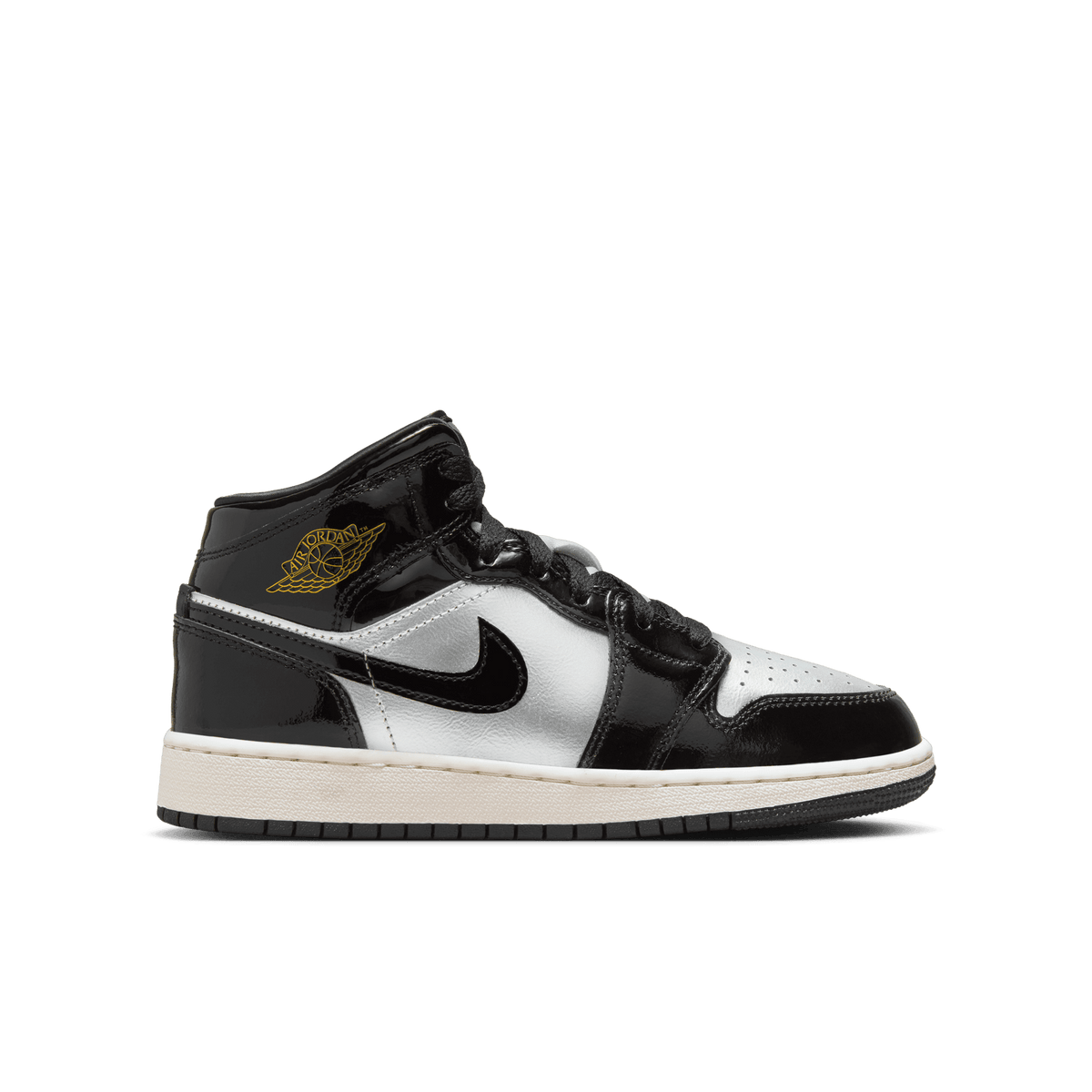 Big Kids' Air Jordan 1 Mid SE "Black Metallic Silver"