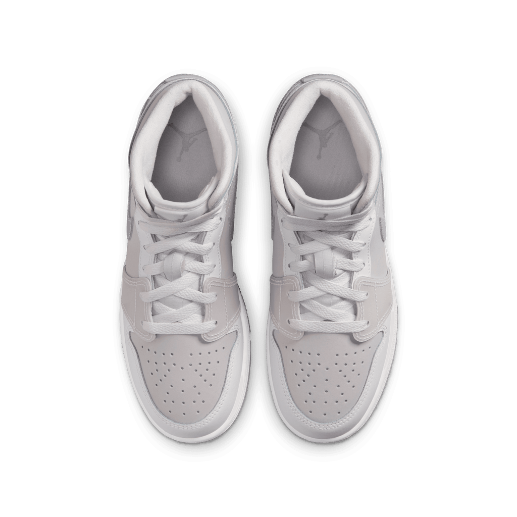 Big Kids' Air Jordan 1 Mid SE "Summit White Metallic Silver"