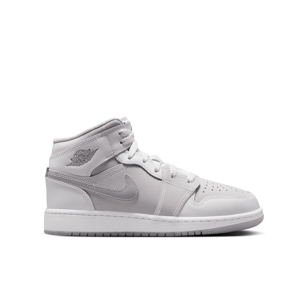 Big Kids' Air Jordan 1 Mid SE "Summit White Metallic Silver"