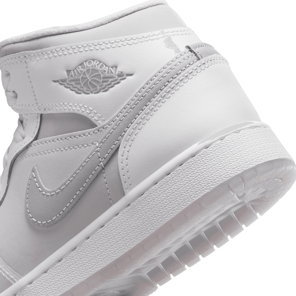 Big Kids' Air Jordan 1 Mid SE "Summit White Metallic Silver"