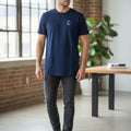 Men's TCI Navy Tee Curved Hem (WHT)