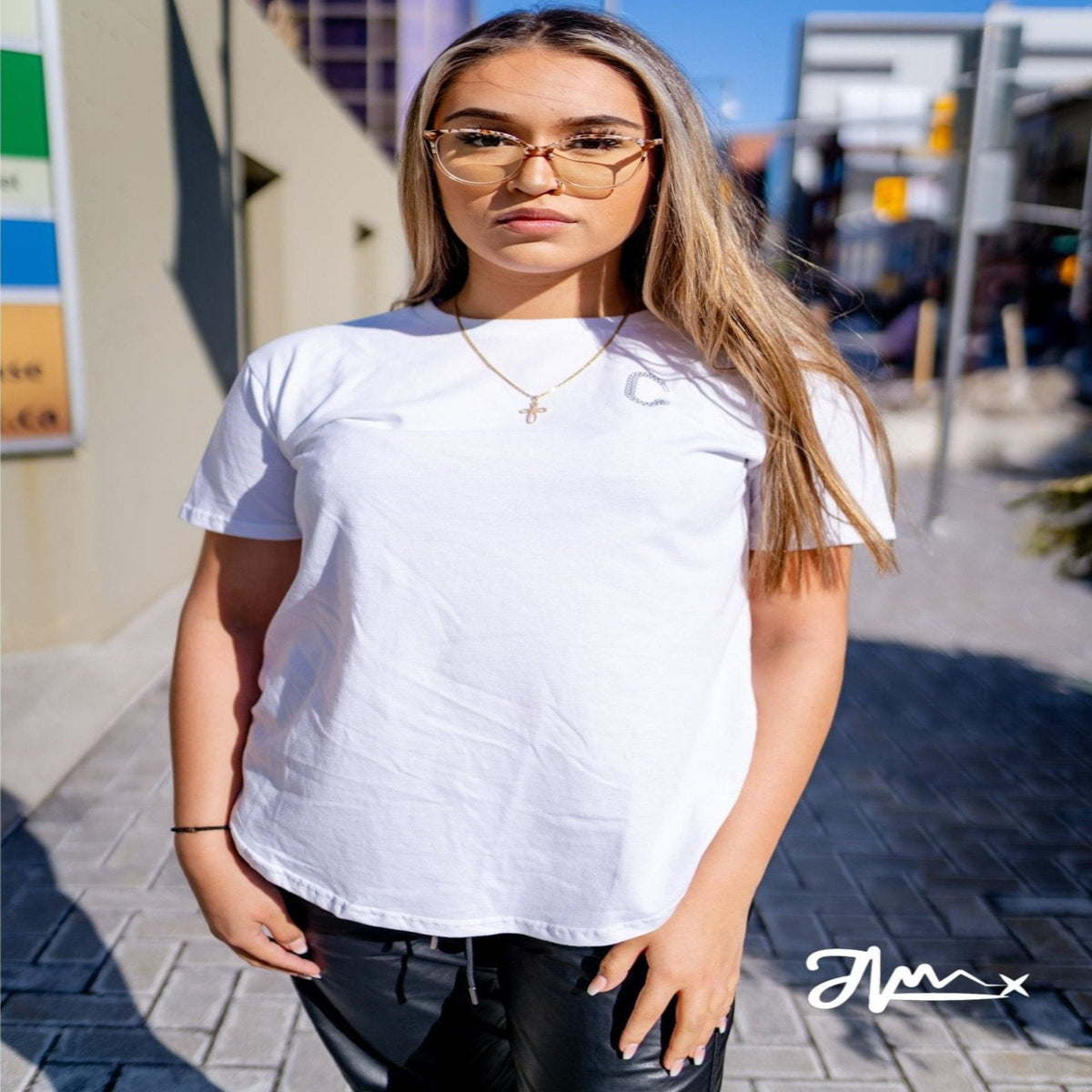 The Closet Inc Women T-Shirt WHITE WITH BLACK C