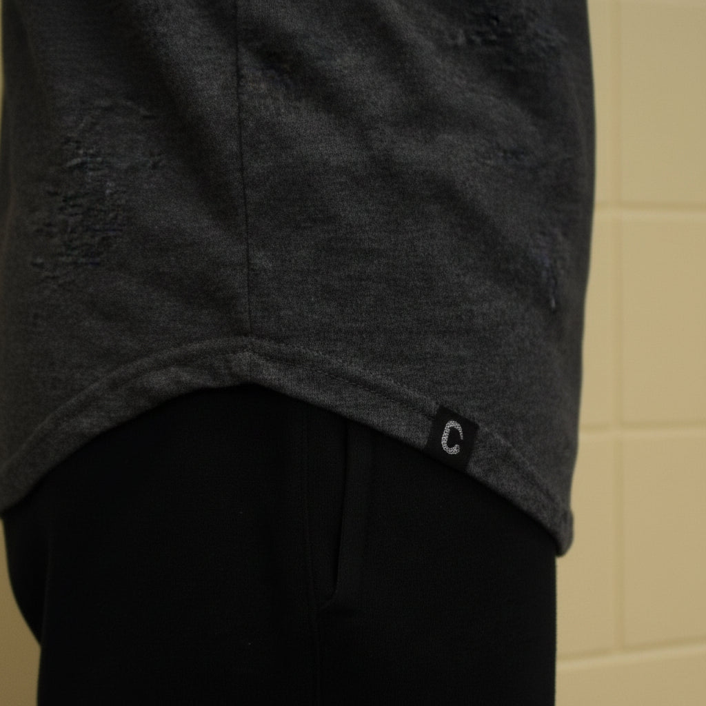 Men's The Closet Inc. Curved Hem T-Shirts-Charcoal "Property Of"