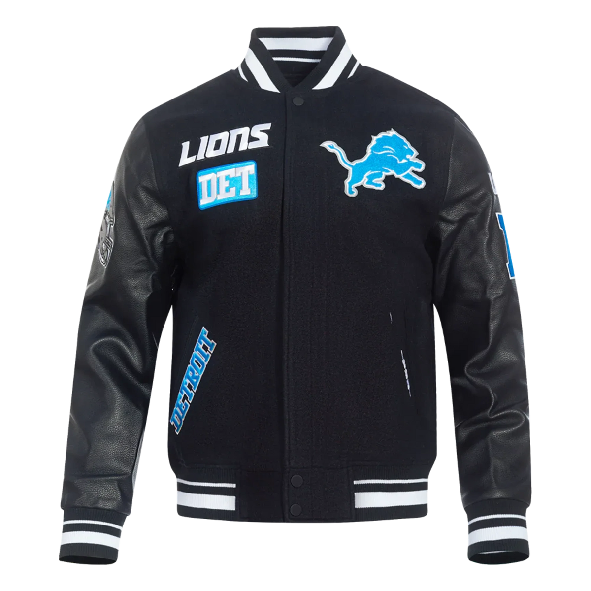 Men's Pro Standard Detroit Lions Area Code Rib Wool Varsity Jacket