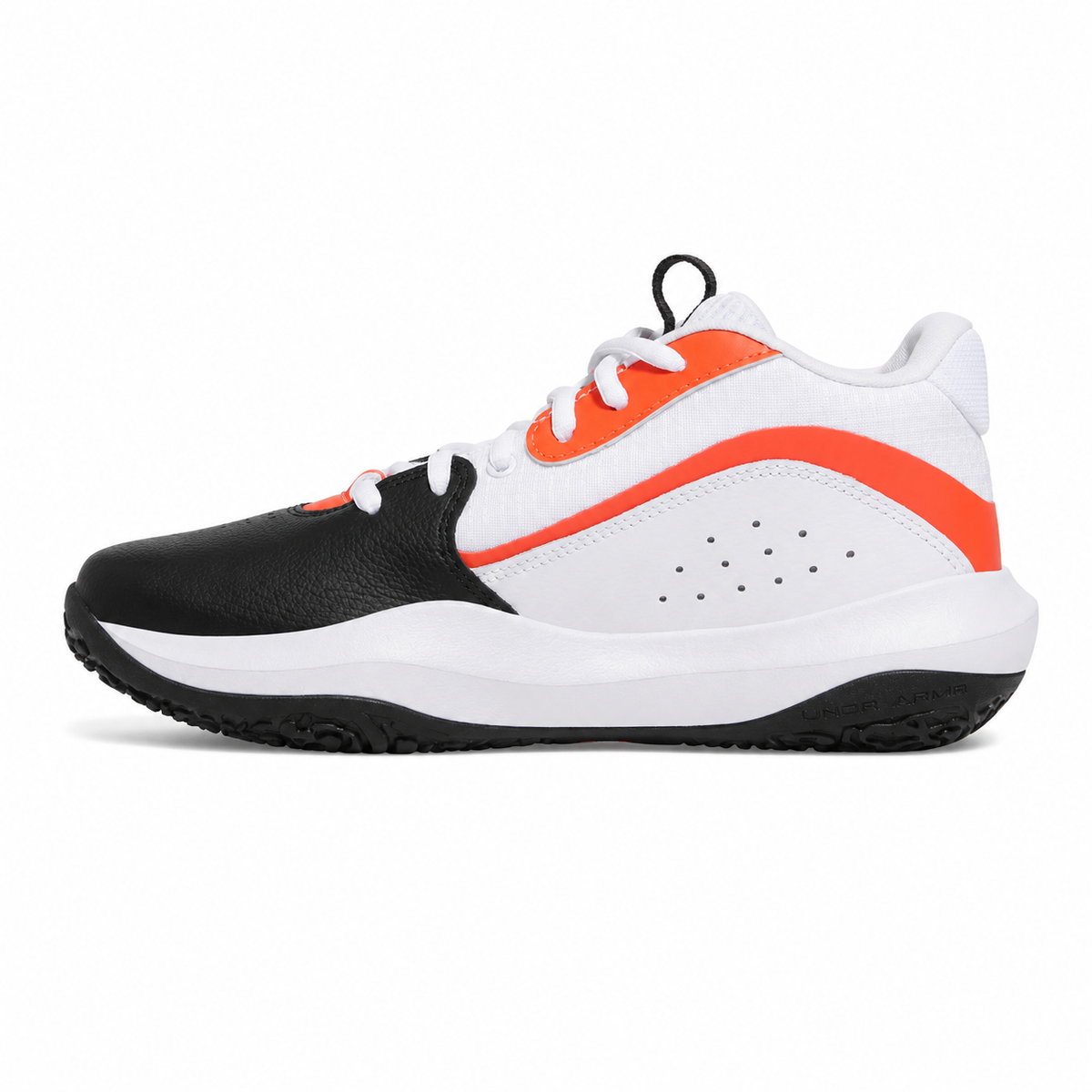 Big Kids' Under Armour Lockdown 7 Basketball Shoes "Black White Ares Red"