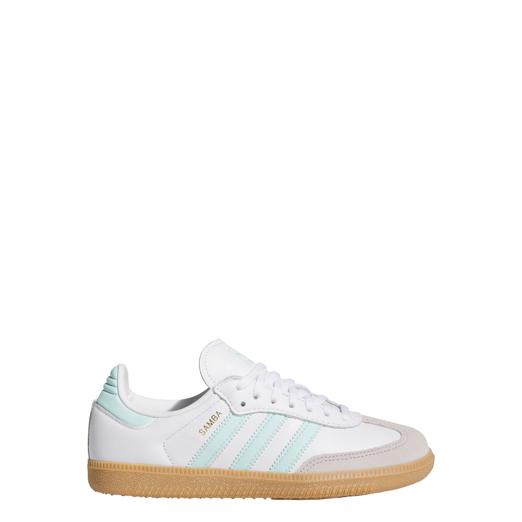 Big Kids' Adidas Samba OG J "White Semi Flash Aqua"