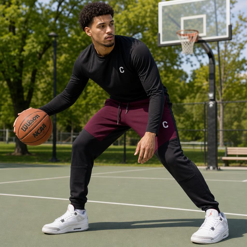 Women's TCI Tech Fleece Zip Pants  (Black/Burgundy)