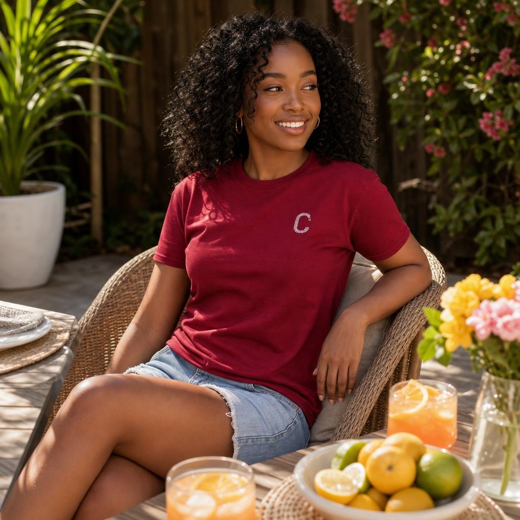 The Closet Inc Women T-Shirt Maroon With White C