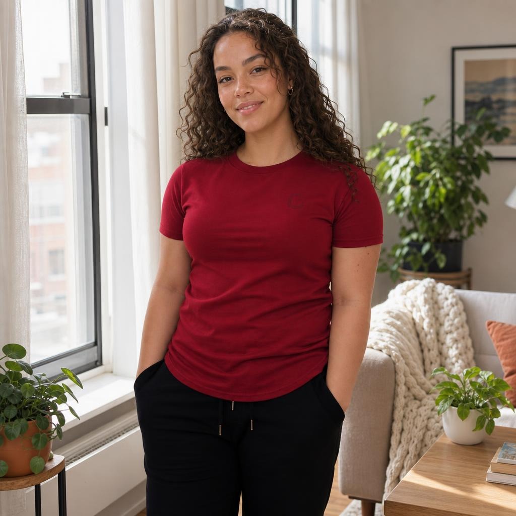 The Closet Inc Women T-Shirt Maroon With Black C