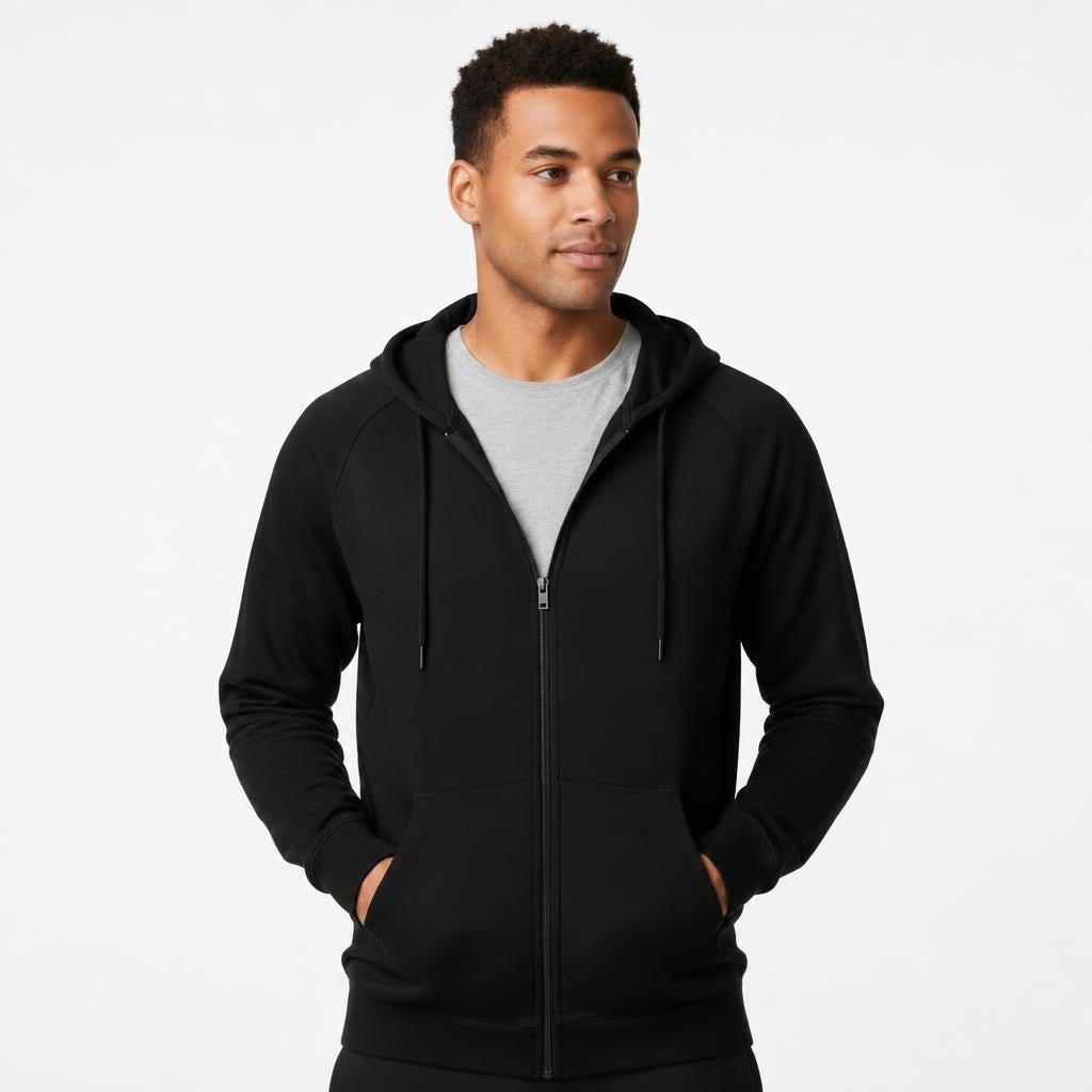 The Closet Inc Mens Fleece Zipper  Black