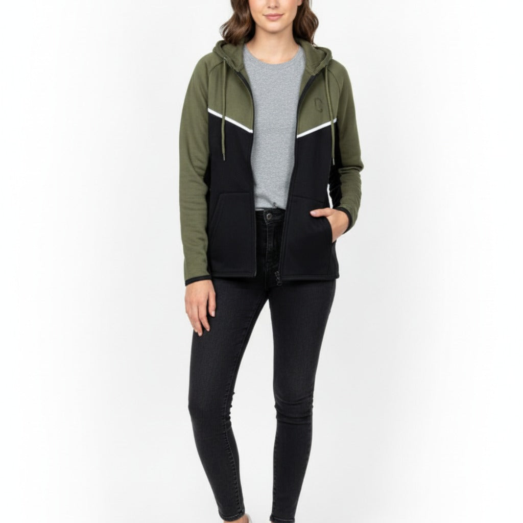 Women's TCI Tech Fleece Zip Hoodie (Green/Black)