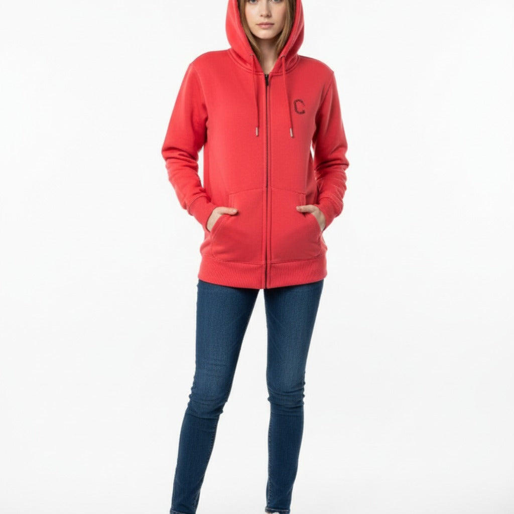 The Closet Inc Womens Fleece Zipper Rose With Black "C"
