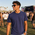 The Closet Inc Men Basic Hem T-Shirts “ Navy With Clear C
