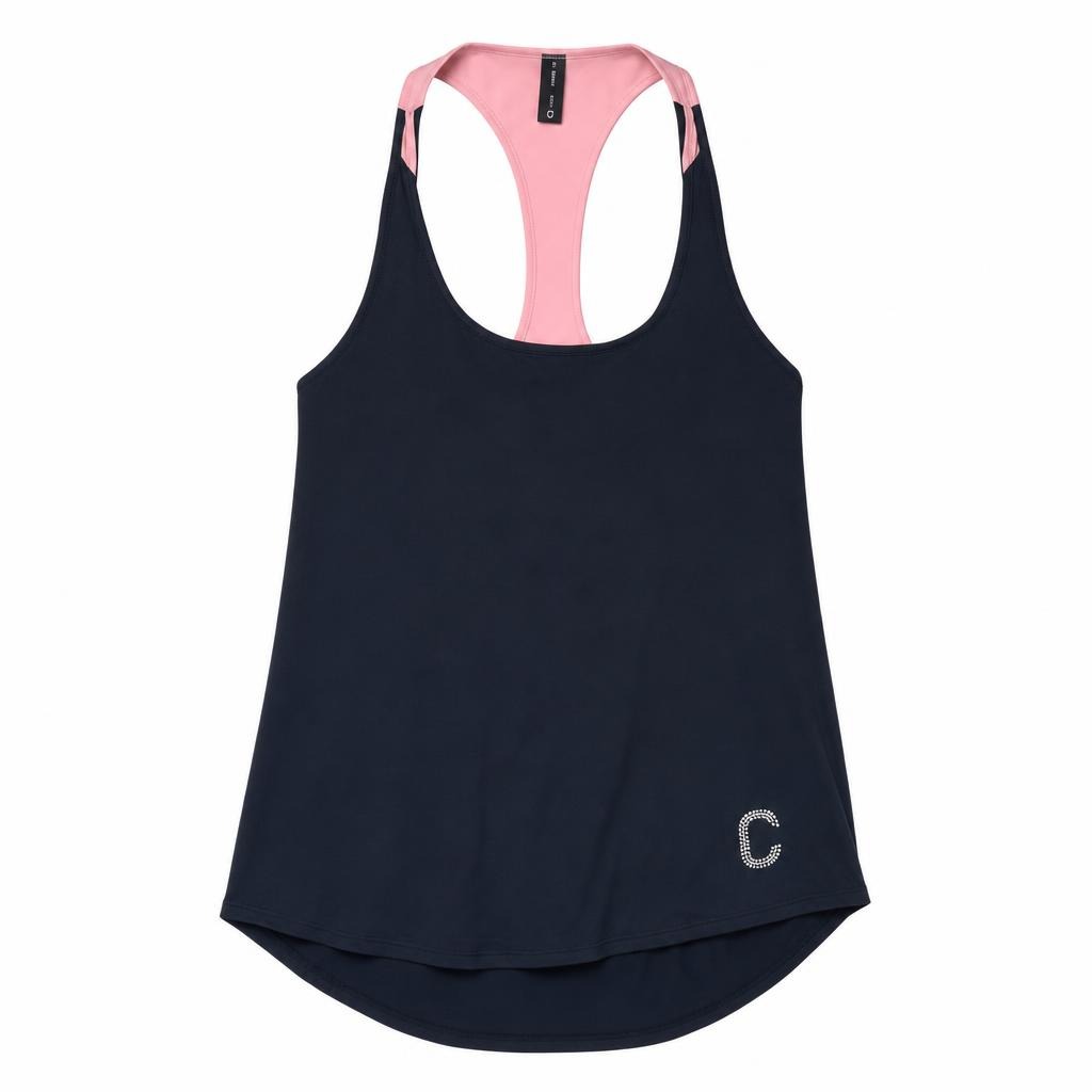 Women's Closet Inc Built In Bra Tank Top Black/Pink