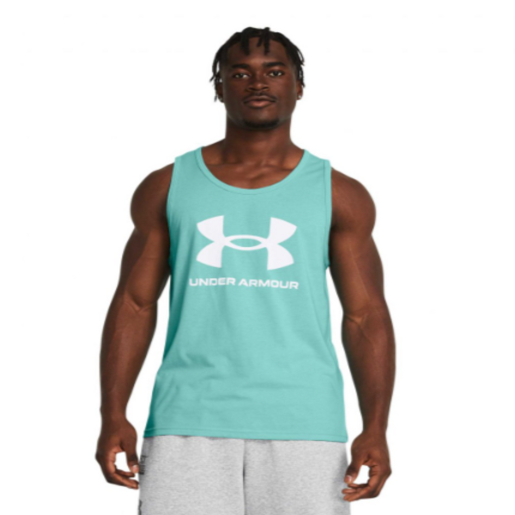 Men's Under Armour Sportstyle Logo Tank "Teal Green/White"