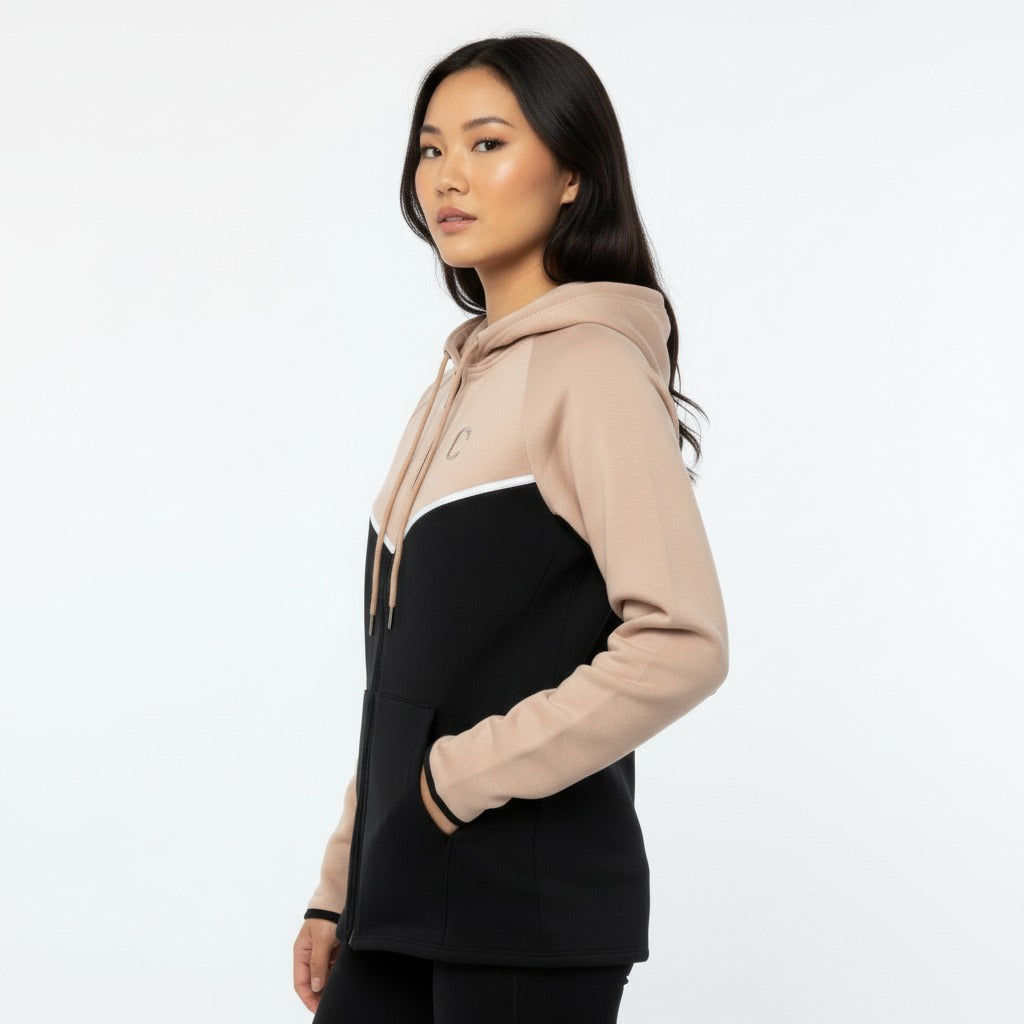 Women's TCI Tech Fleece Zip Hoodie (Sand/Black)