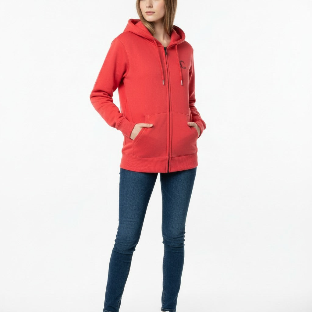 The Closet Inc Womens Fleece Zipper Rose With Black "C"