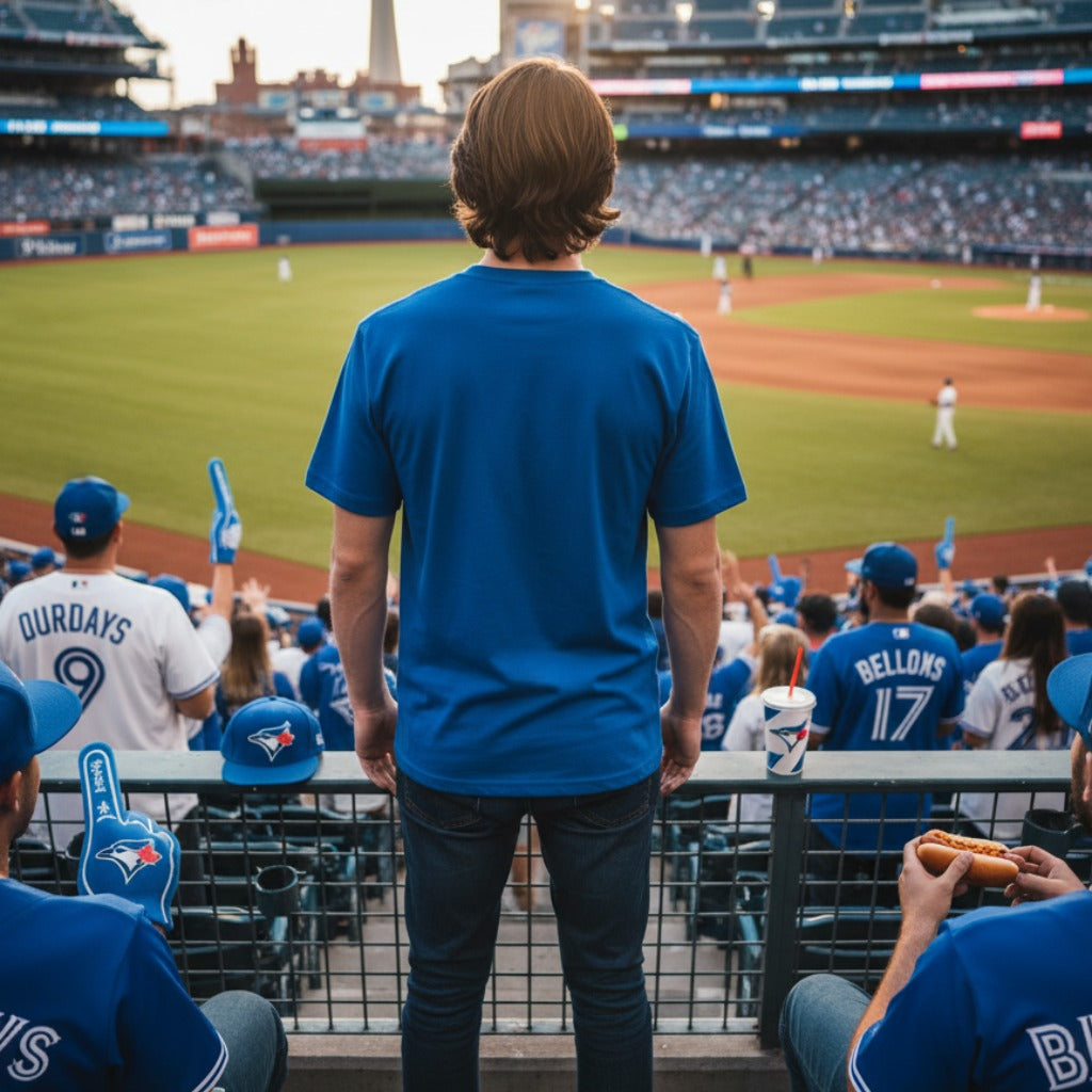 Men's Mitchell And Ness MLB Toronto Blue Jays Half And Half Tee