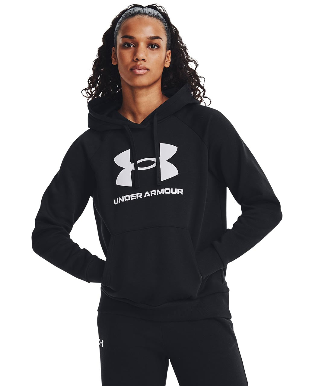 Women's Under Armour Rival Fleece Big Logo Hoodie "Black White"