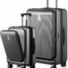 Luggage Sets 2 Piece, 20 Inch Carry On Luggage with USB Port and 28 Inch Checked Luggage with Front Opening, Expandable Suitcase TSA Approve Black